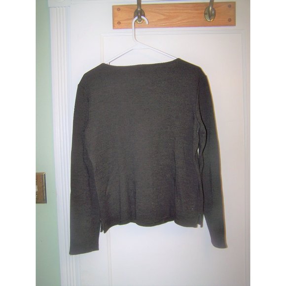 Eileen Fisher Sweater Brown M Wool Blend Stitching Vintage - Picture 2 of 9